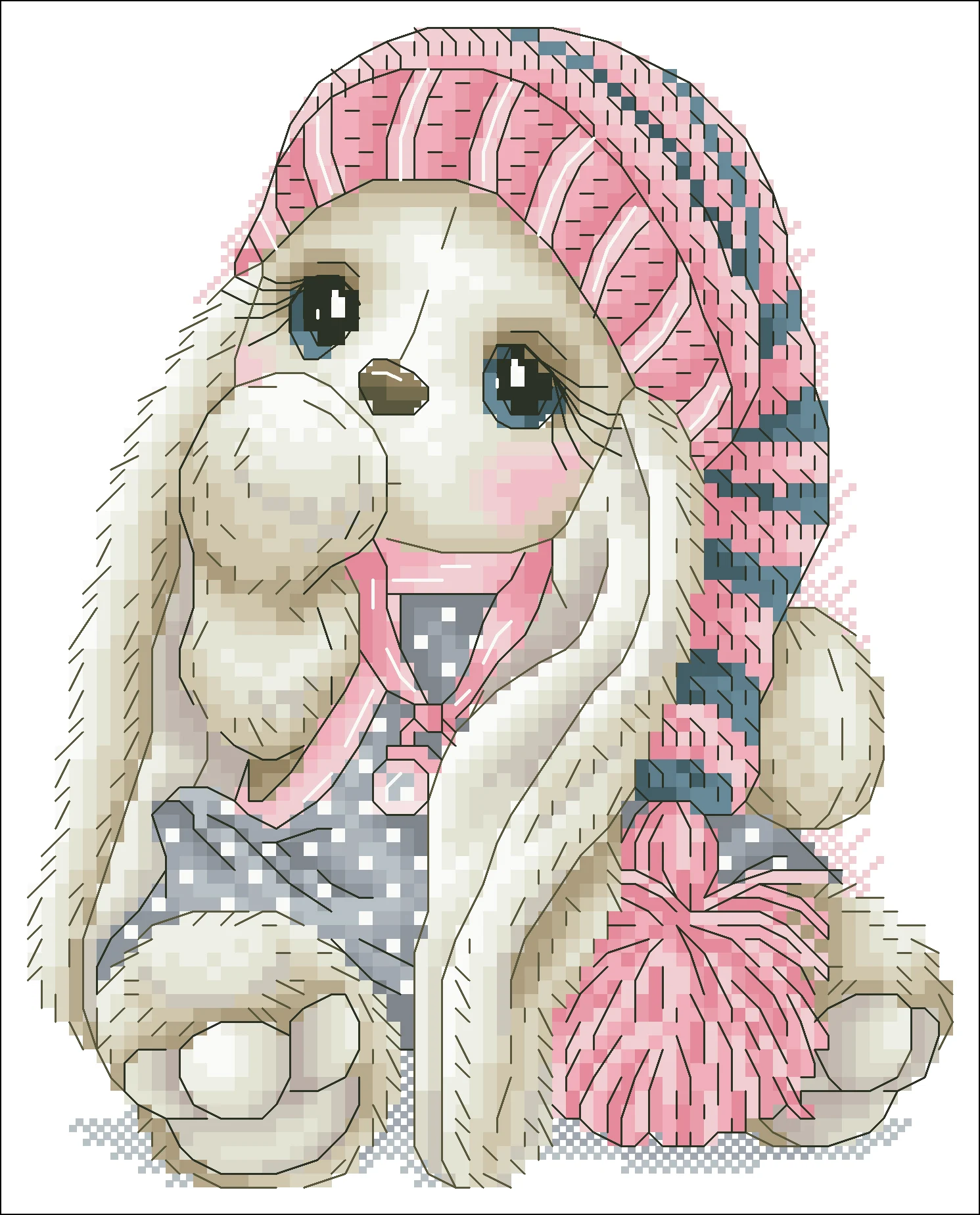 

oneroom Rabbit wearing a wool cap cross stitch package cartoon 18ct 14ct 11ct cloth cotton thread embroidery DIY handmade