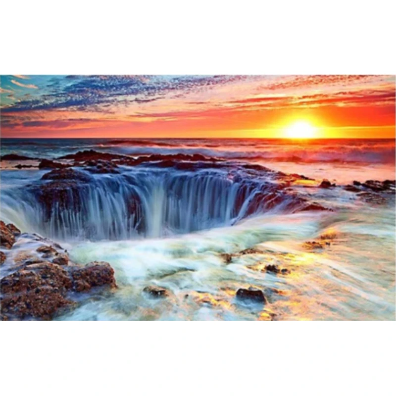 

Sunrise America Wonderful Sea Painting Diamond Full Diamond Embroidery Full Waterfall Home Decoration