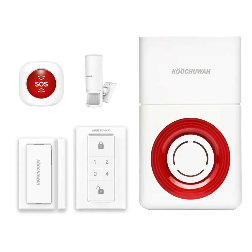 

KOOCHUWAH Alarm GSM Residential Home Alarm System Wireless with Battery for Home Security 110db Siren Message Call Warning Alarm