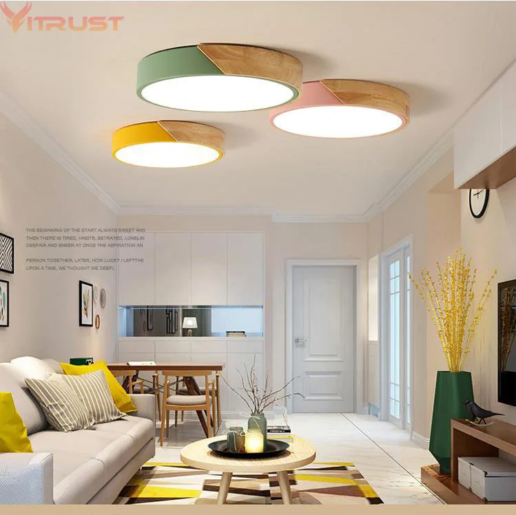 

Vitrust Nordic Ceiling Lights Lamps Wooden Home Lighting Fixture Bedroom Dining Room Kids room Remote Control Modern LED Home