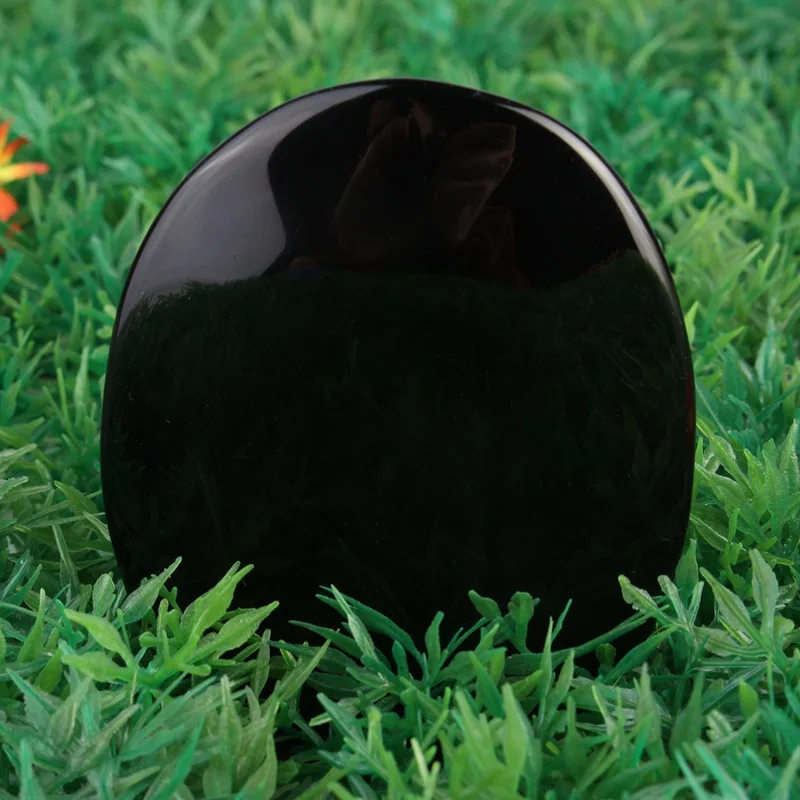 KiWarm, изысканный большой черный обсидиан, зеркало, кристалл, драгоценный камень, Целебный Камень, фэн-шуй, ремесла, домашний декор, подарок, 5,5 см* 7,3 см
