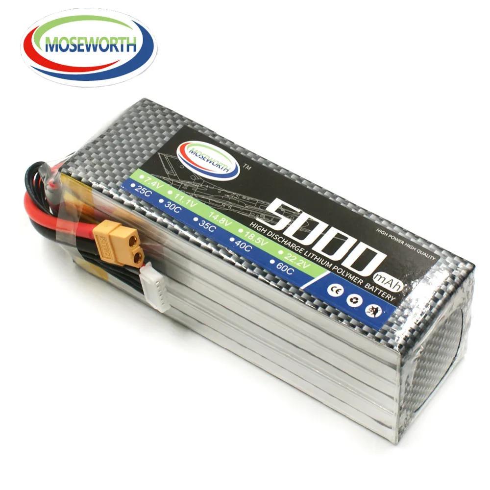 6S RC LiPo батарея 6S 22,2 v 5000mAh 25C Литий-полимерные батареи 22,2 V для радиоуправляемого дрона самолета автомобиля дрона лодки LiPo 6S 5Ah