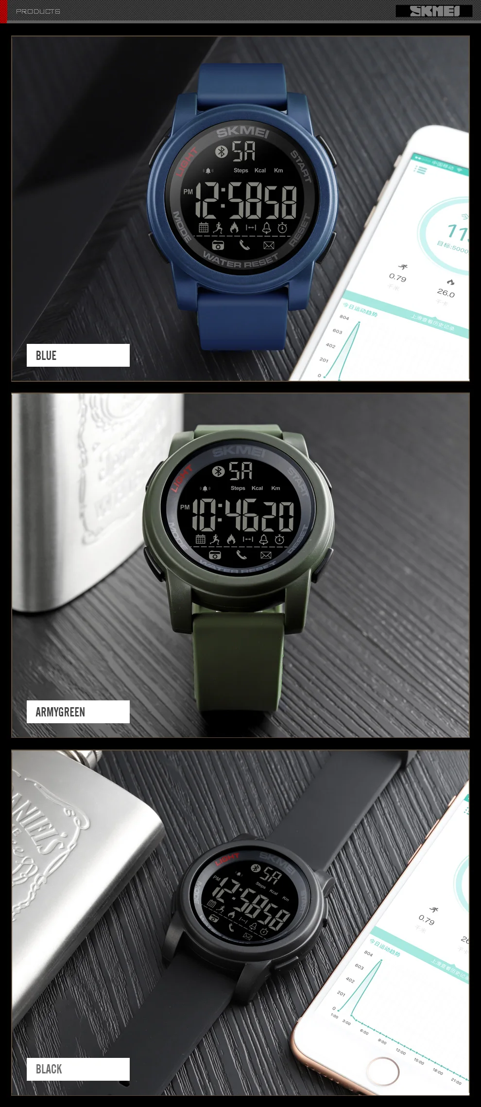 SKMEI 1442 Dress Sport Men Smart Wristwatches Goal Management Calorie  Pedometer Multi-Functions 50M Waterproof Relogio Masculino - AliExpress  Watches