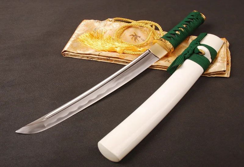 Высокое качество ручной работы полный тан 1060 углерода Сталь японский Винтаж меч самурая Tanto Ножи острый край может сократить Bamboo esa301