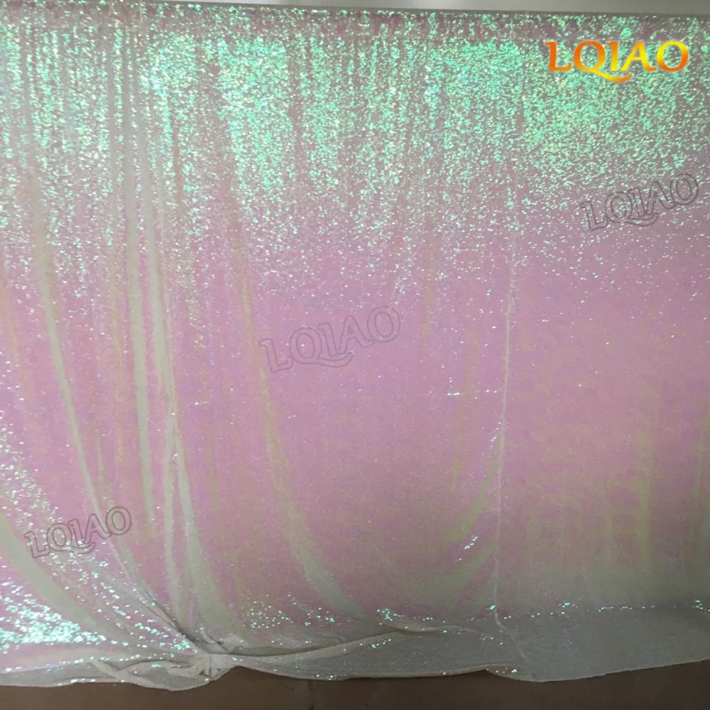 

9ft Sparkly Iridescent White Sequin Background,Romantic Sequin Curtain Backdrop for Wedding Photo Booth Sequin Linens Decoration