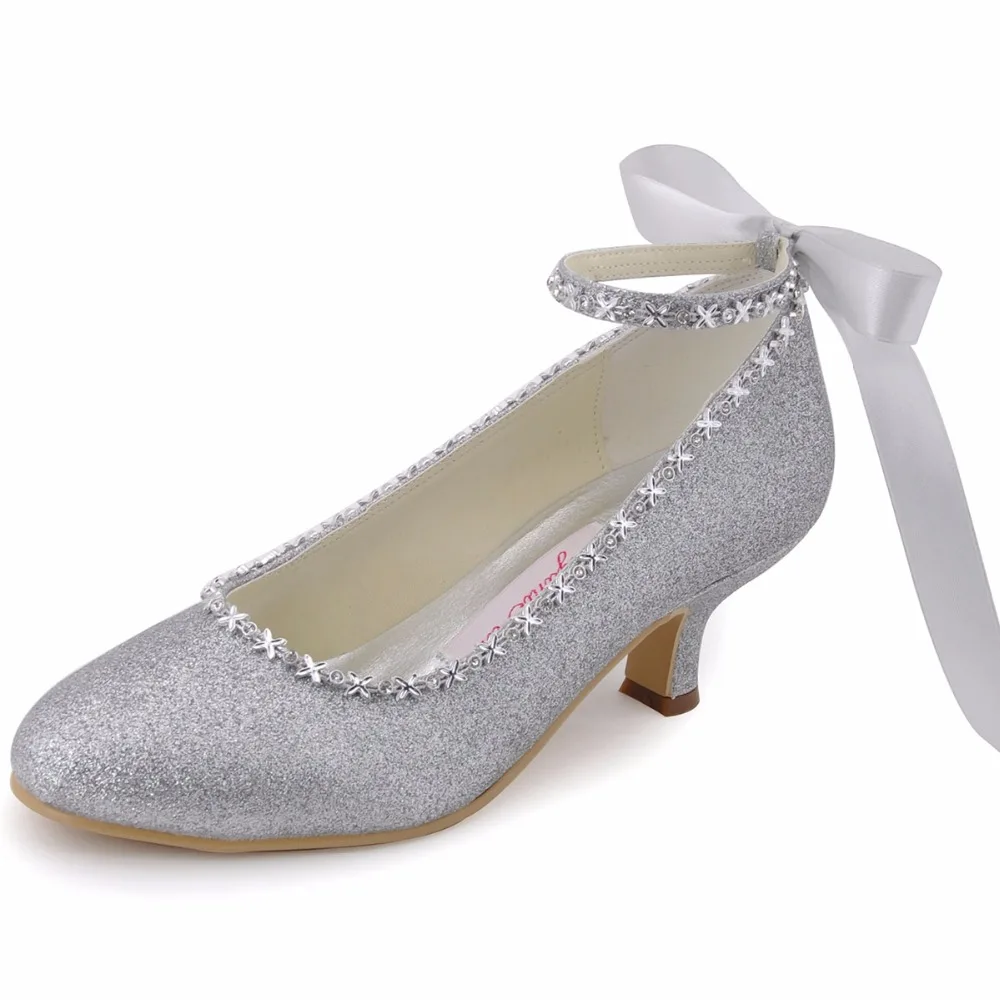 EP31010 Silver Gold Women Shoes Bridal Closed Toe Evening Prom Pumps ...