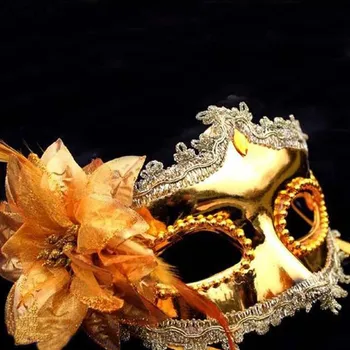 

Golden/Silver Side brought flowers mask 10pcs VintageCarnival Mask Venetian Mask 10pcs