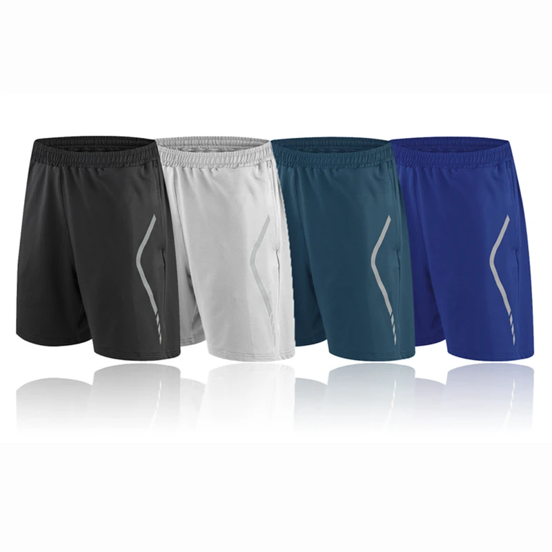 

Summer Quick Dry Mens Sports Shorts Elastic Waist Men Gym Running Shorts Men with Zipper Pocket Reflective Jogging Shorts