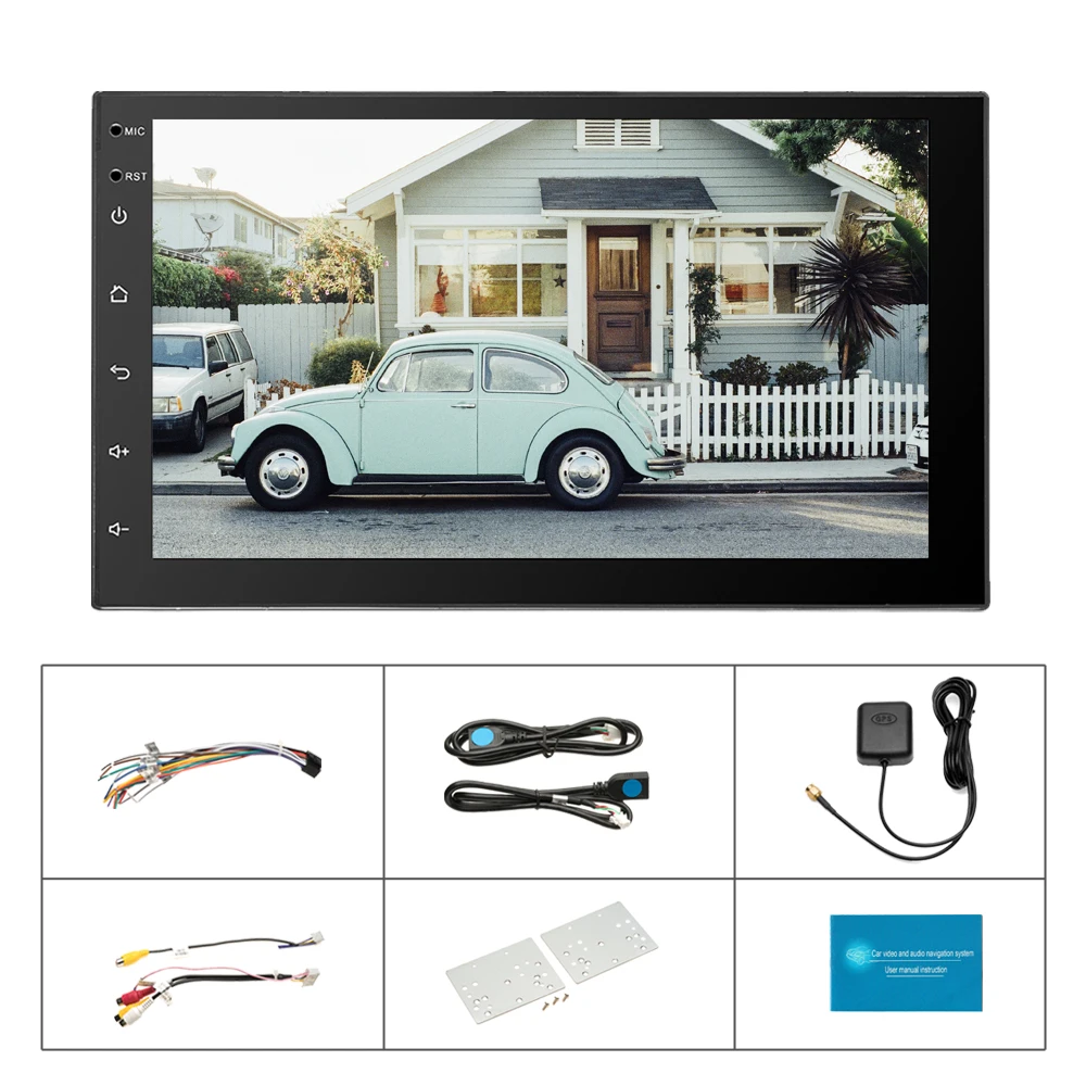 AMPrime 7'' Android 2 Din Car Multimedia Player Universal GPS DAB Car Radio Touch Screen Stereo Audio Player Support Mirror Link