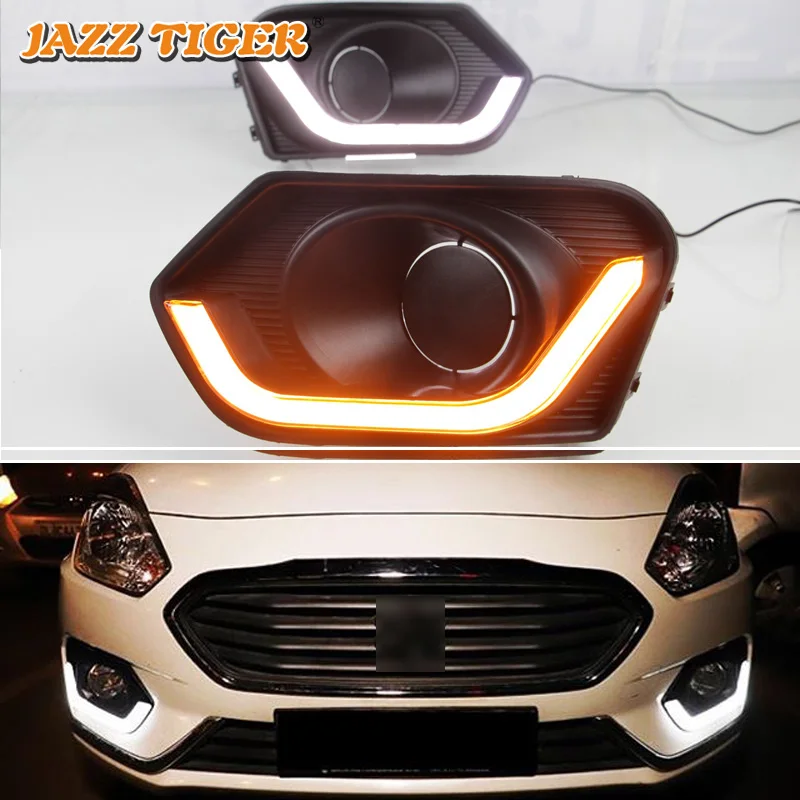 

JAZZ TIGER Yellow Turn Signal Function Waterproof ABS 12V Car DRL Lamp LED Daytime Running Light For Suzuki Dzire 2017 2018