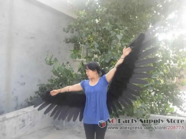 Новейшая мода ангела белые черные крылья студия фотографии реквизит модели шоу/перформанс крыло 145 см EMS