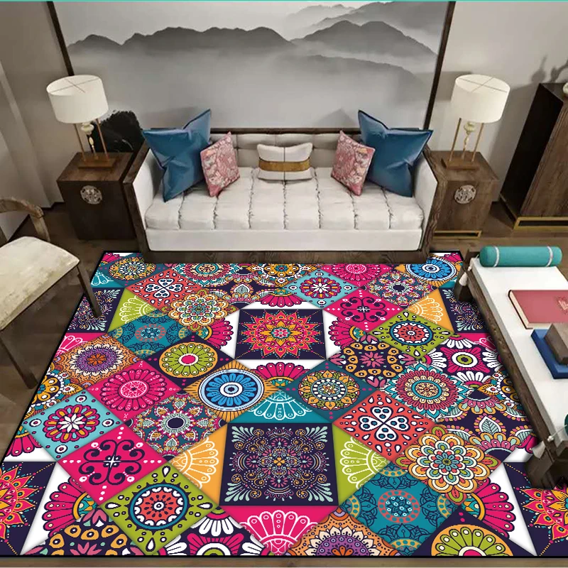 

Nordic retro Turkish Bohemian square carpet living room bedroom large size rugs floor hallway mat parlor kitchen customized