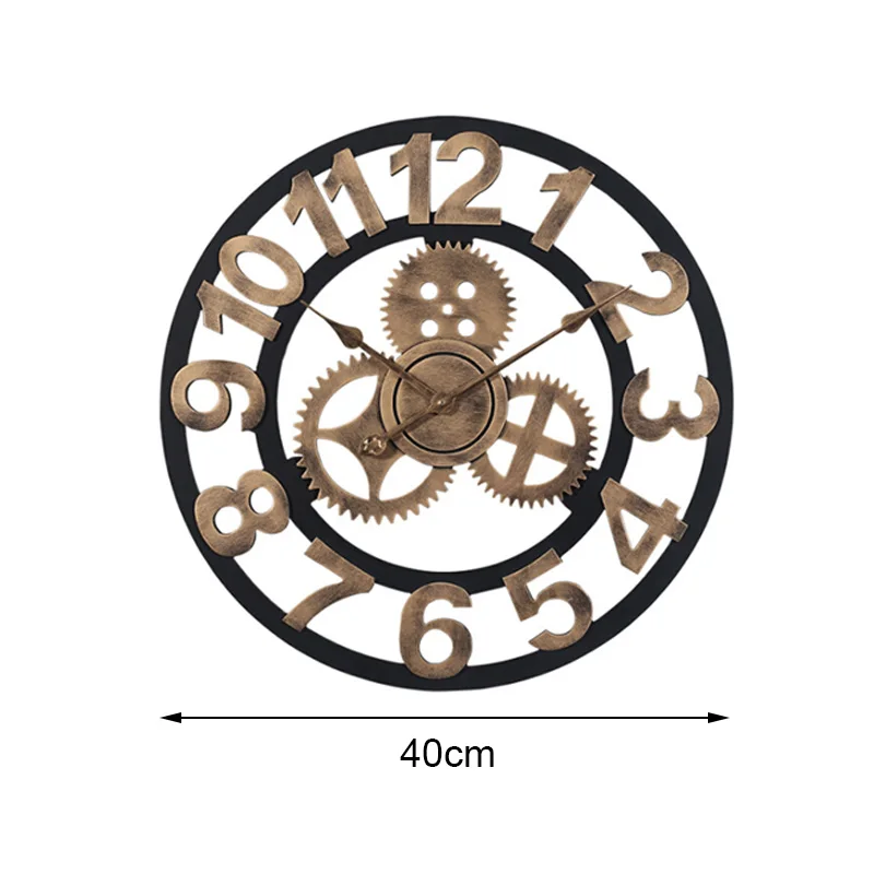 Креативные бесшумные настенные часы 3D Ретро деревенские декоративные роскошные железные деревянные ручные негабаритные настенные часы для домашнего декора бара кафе - Цвет: A1