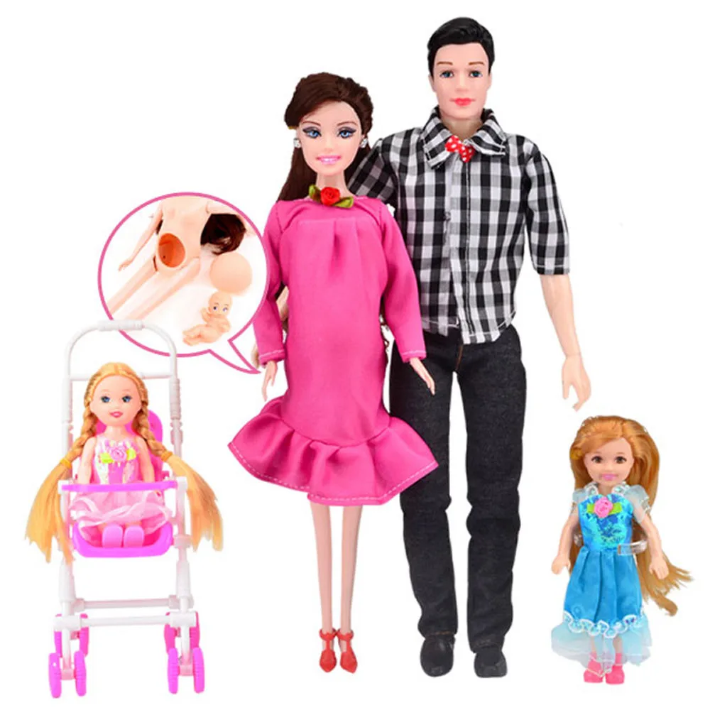 Розовое платье настоящая Милая Беременная кукла семейный набор игрушек