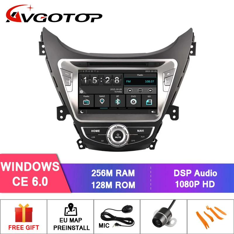 AVGOTOP Android 9 автомобильный радиоприемник мультимедиа для HYUNDAI ELANTRA 2012 Автомобильный gps DVD монитор - Цвет: WINCE 6.0