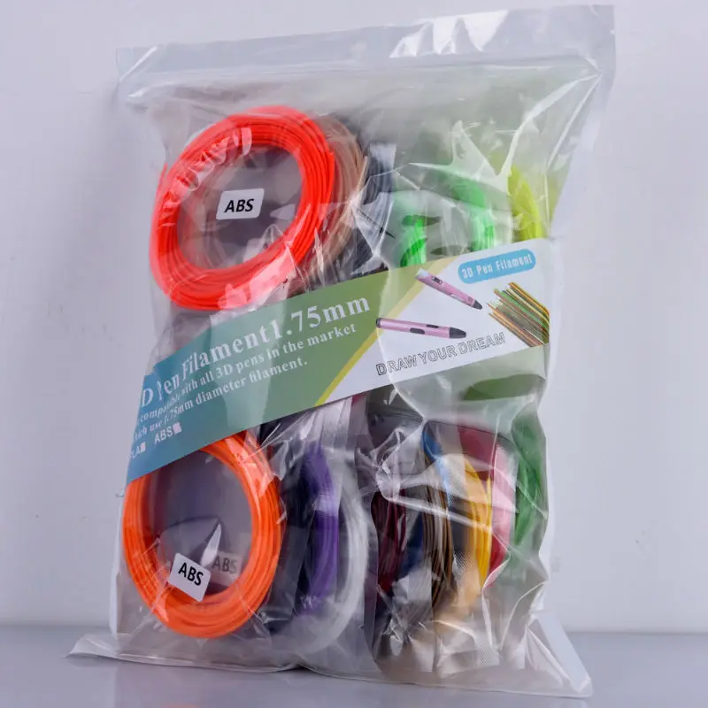 100meters 20 colors low temperature (5meters/color) 1.75 mm ABS print material 3D special filament for 3D pen printer supplie