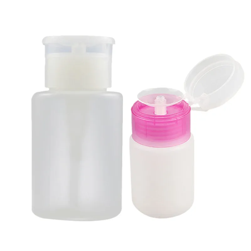 

Hot Sale 60ml/120ml Empty Clear Pump Dispenser Bottle Plastic Nail Polish Remover Alcohol Bottle