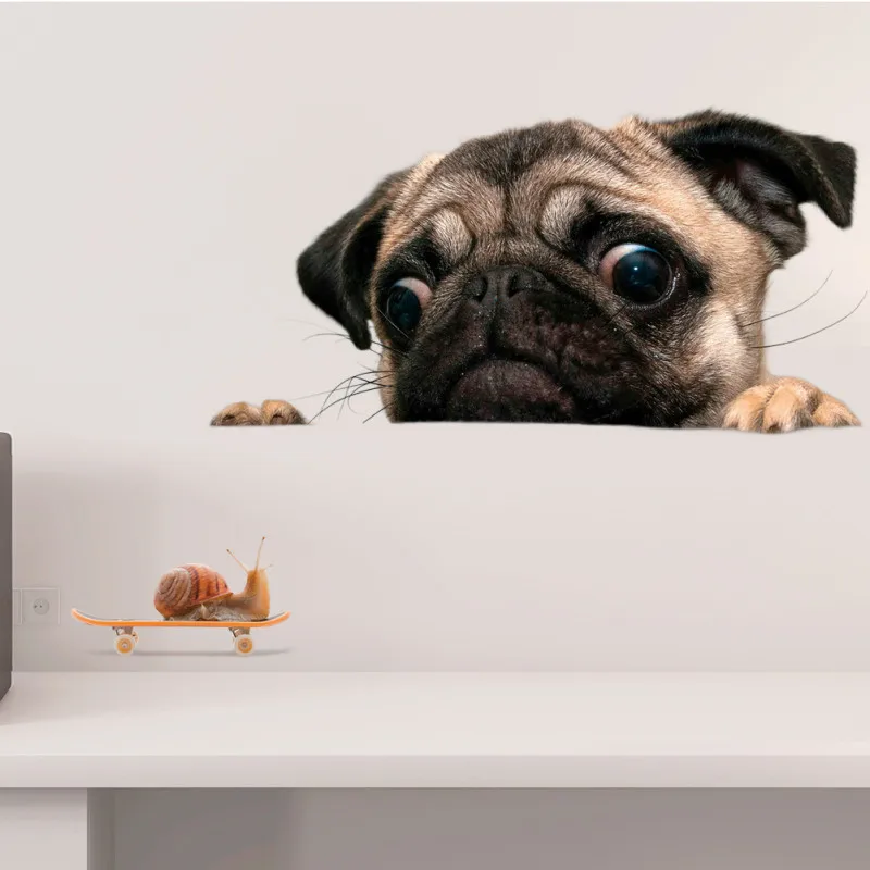 

3D Cute Dogs Wall Sticker Removable Tilet Stickers Bathroom Home Decor Poster Animal Wall Decals Wallpaper