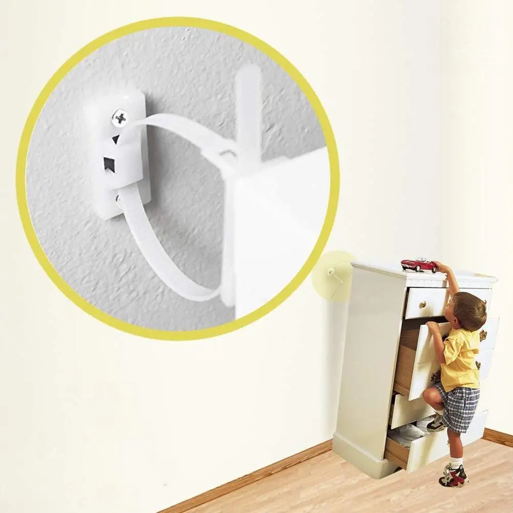

Furniture Anti Tip Strap Baby Proof Cabinet Wall Anchors Children Pet Protection hot