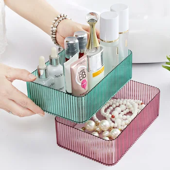 

Soild Color Makeup Organizer Storage Box Desk Office Organizer Cosmetics Skin Care Plastic Storage Drawer Jewelry Box Free Ship