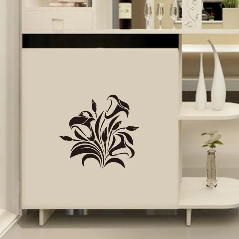 

Black flower vine Wall Sticker Cabinet furniture personalized decoration home Art Decals wallpaper Creative Stickers
