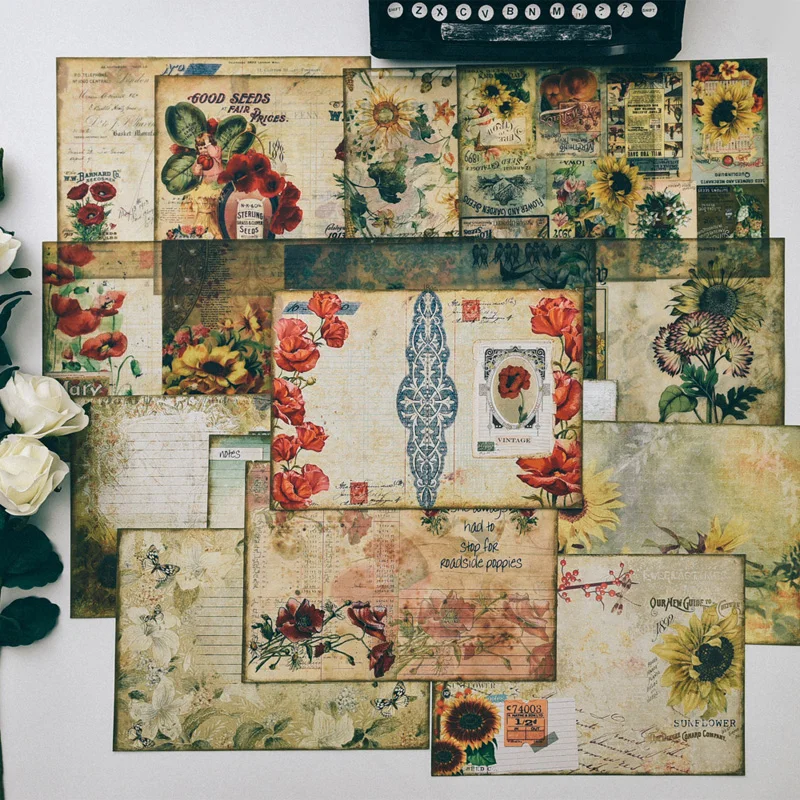 

YPP CRAFT Vintage Flowers Material Paper Set for Scrapbooking DIY Projects/Photo Album/Card Making Crafts