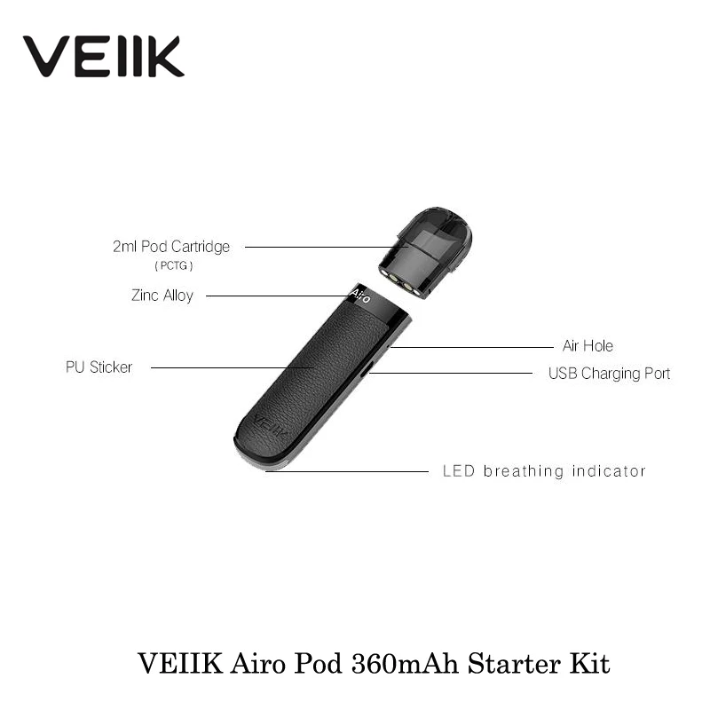 Электронная сигарета VEIIK Airo Pod 360 мАч/500 мАч стартовый комплект Портативный 2 мл