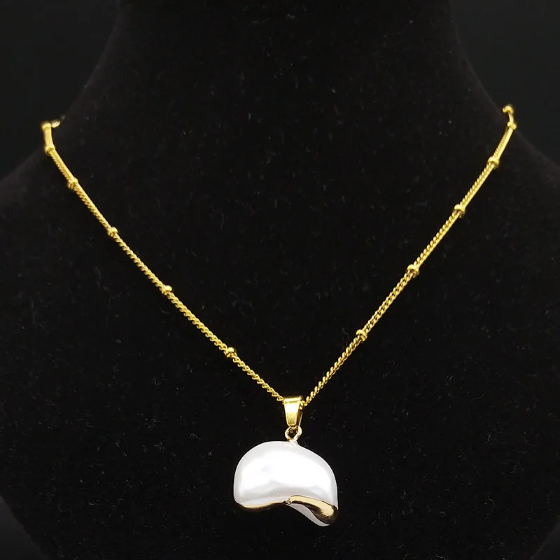 

2019 Fashion Stainless Steel Shell Chain Necklaces for Women Gold Color Necklaces Pendants Jewelry bijoux femme N19080