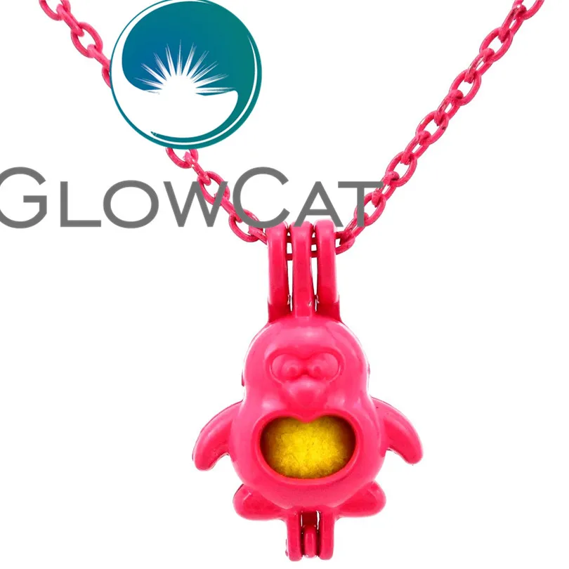 GLOWCAT RR599 горячий розовый пингвин бусины клетка диффузор эфирного масла