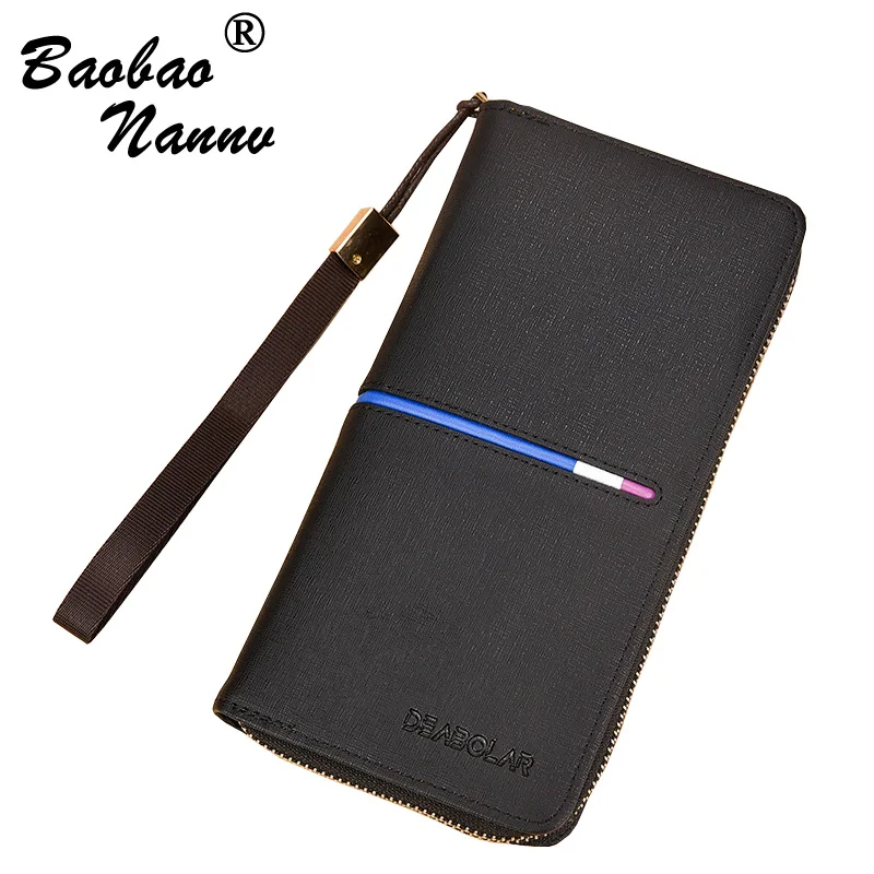 

New Wristband Men Long Clutch Wallet Vintage Large Capacity Wallets Business Male Purse Purses Phone Pocket Card Holder Carteras