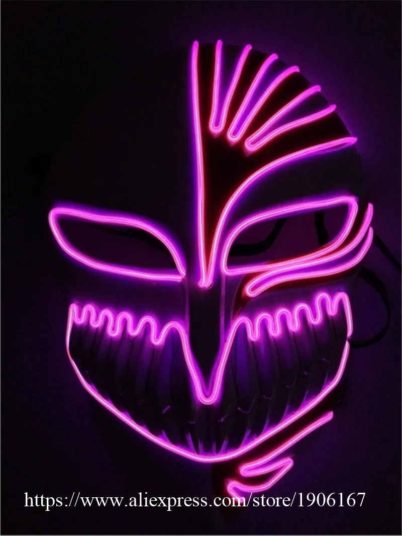 Halloween ghost Slit mouth light up glowing EL wire Cute mask Fashion Cosplay mask Costume mask for party By 3V Steady On Driver01