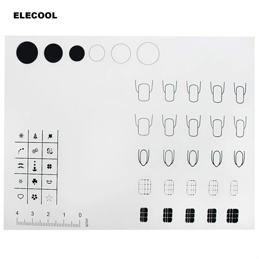 

Soft Foldable Silicone Nail Art Practice Coloring Pad Mat Polish Sticker Stamping Guide Printing Nail Manicure Tool 2 Patterns
