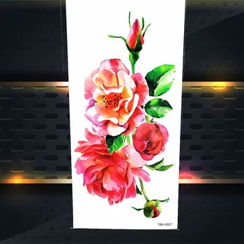 

Watercolor Begonia Flower Temporary Tattoo Stickers Waterproof Fake Flash Leaf Blossom Women Body Art Summer Style Henna Tattoo