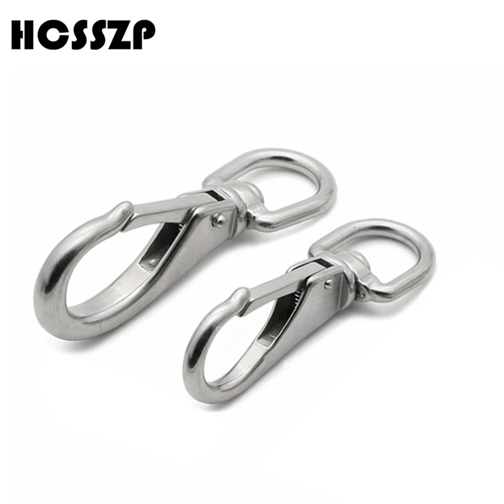 

2Pcs M4-M7 Multi-purpose Swivel Eye Spring Snap Hook Quick hook Chain Fastener Hook Carabiner 304 Stainless Steel Hiking Camping