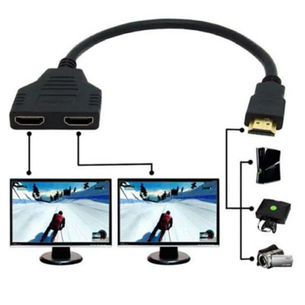 HDMI 1 Male To Dual 2 Female Y Splitter кабель адаптер HD LED LCD TV Android 30 см|hdmi 2|hdmi 1y splitter cable |