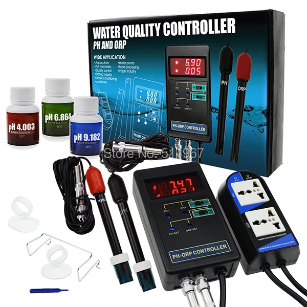 2 в 1 цифровой рН и ОВП Redox контроллер с раздельными реле Repleaceable электрод Тип BNC зонд качество воды монитор тестер