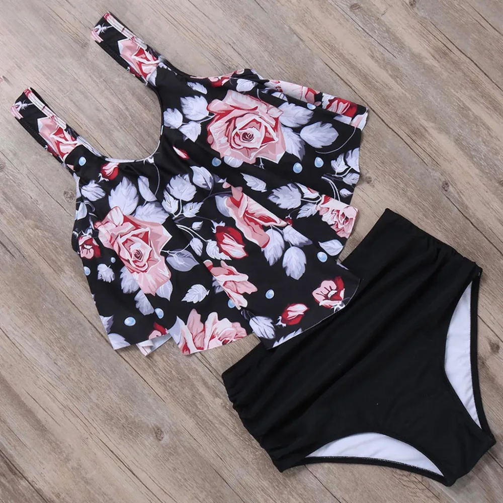 

Bikini 2019 Sexy Women Two Pieces Bathing Suits Top Ruffled With High Waisted Bottom Bikini Set Womens Push Up Bathing Suits