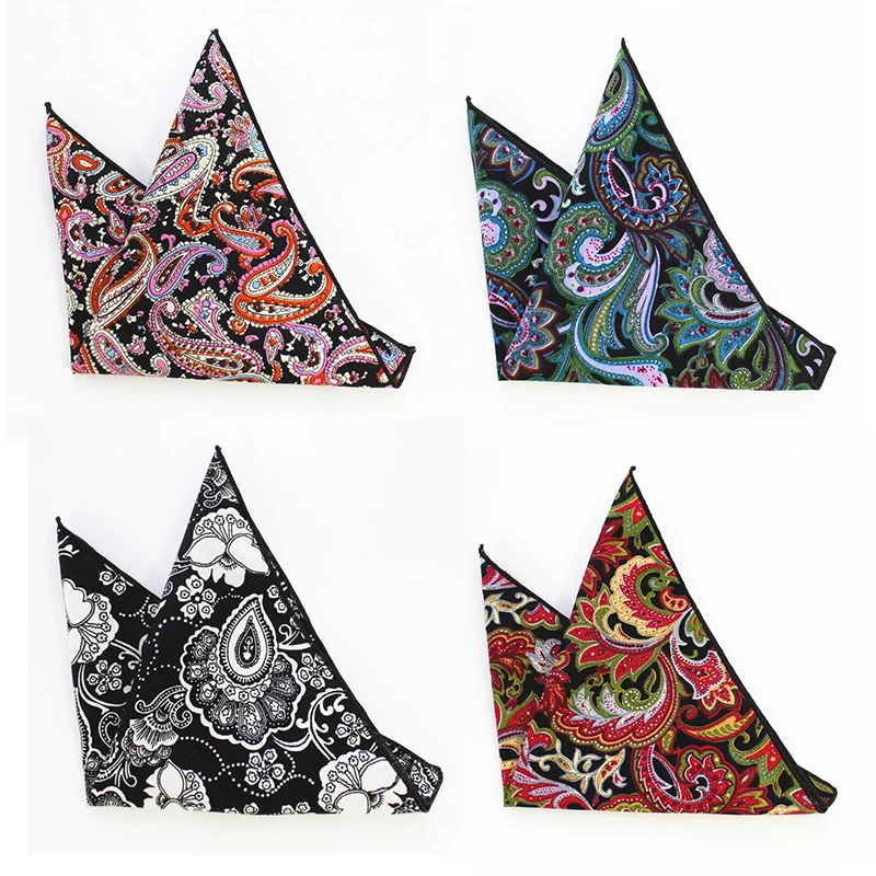 RBOCOTT Floral Handkerchiefs Novelty Printed Cotton Pocket Squares