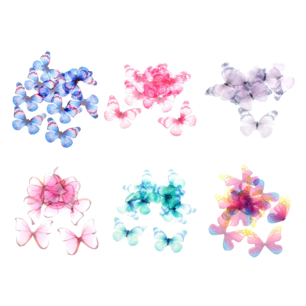10x Chiffon Butterfly Flatback Embellishments Crafts DIY Scrapbooking Decors Multifunctional Tool for Earrings Hair Clips