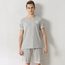 Хлопок, весна-осень, мужские пижамы с длинным рукавом, домашняя одежда с круглым вырезом, однотонная мужская Ночная одежда