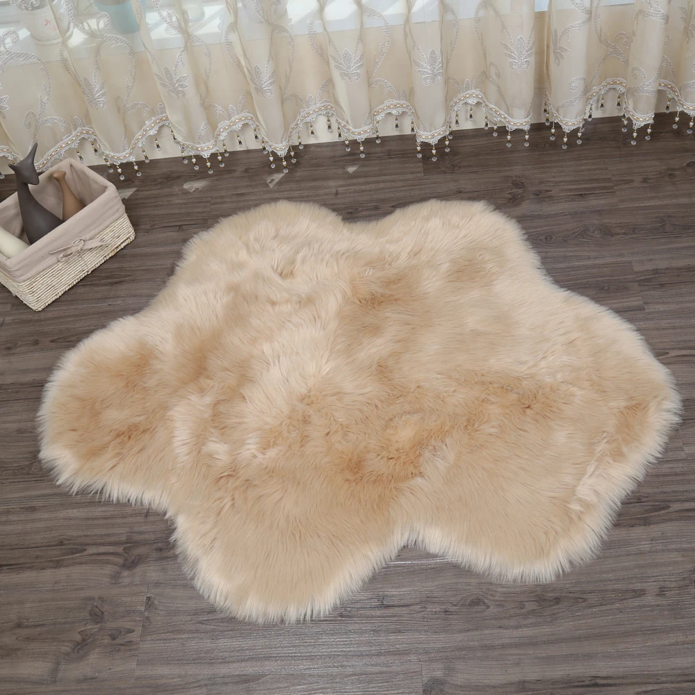 

Cloud Shape Sheepskin Rug, Chair Cover, Bedroom Mat, Artificial Wool, Warm Hairy Carpet, Seat Warm Textil Fur Area Rugs, New