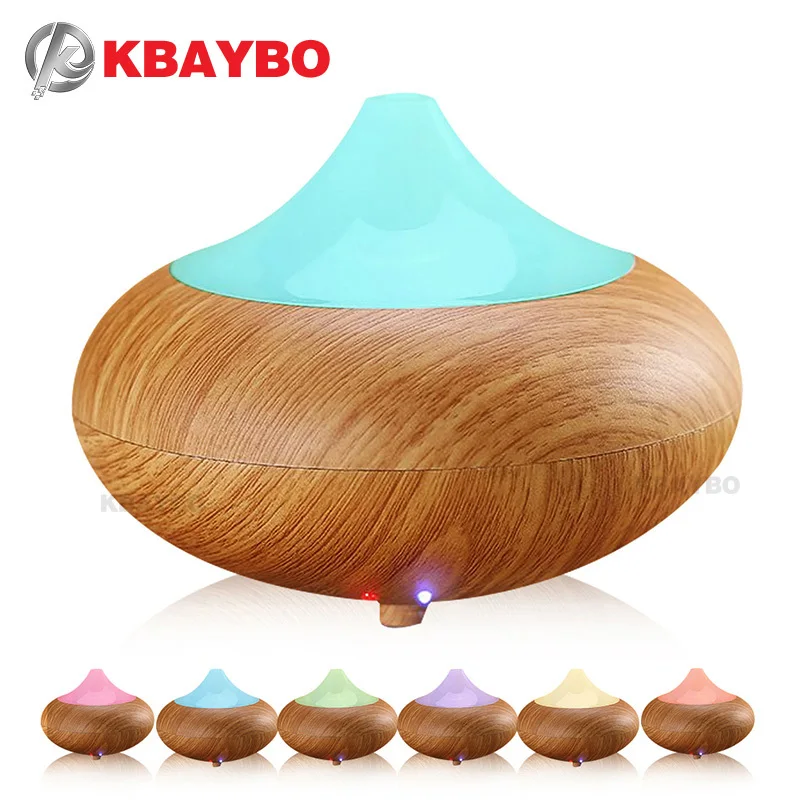 

ultrasonic essential oil diffuser 160ml mini humidifier aroma light wood grain mist maker LED Light for home office air purifier