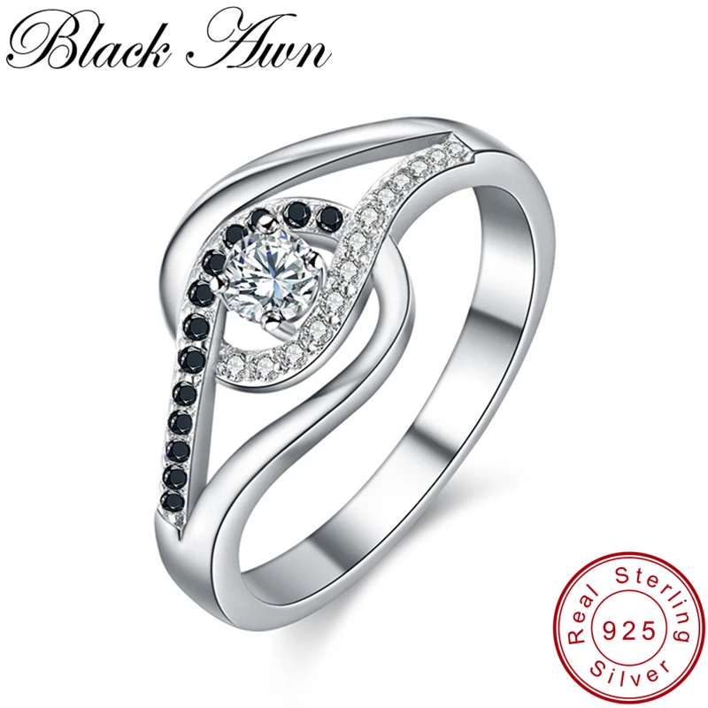 Женское кольцо для помолвки BLACK AWN Трендовое из стерлингового серебра 925 пробы