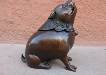 

China bronze copper carved beautiful rat incense burner sculpture statue