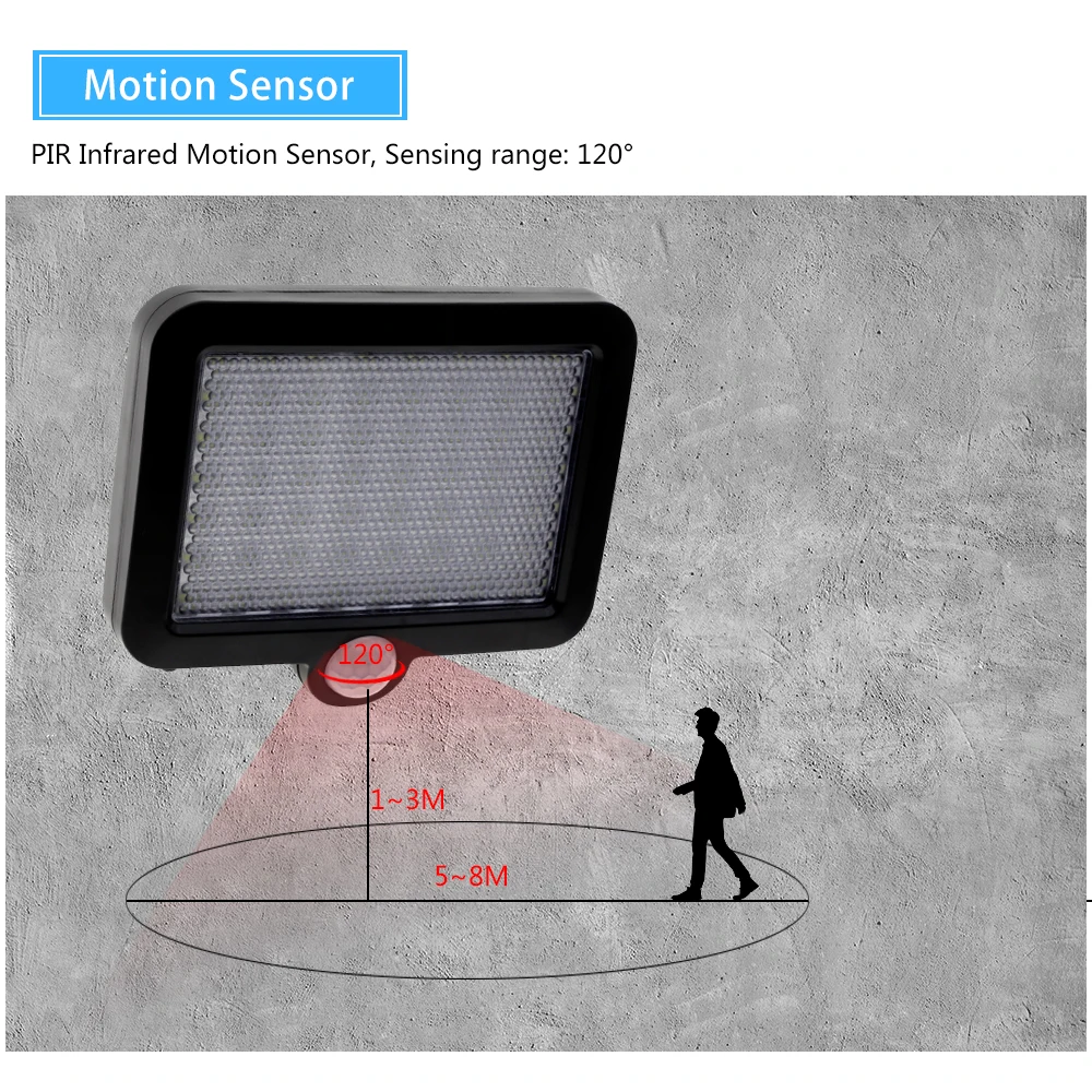 Светодиодный светильник для крыльца 56 светодиодный открытый Солнечный настенный светильник PIR датчик движения Солнечная лампа водонепроницаемый инфракрасный датчик садовый светильник