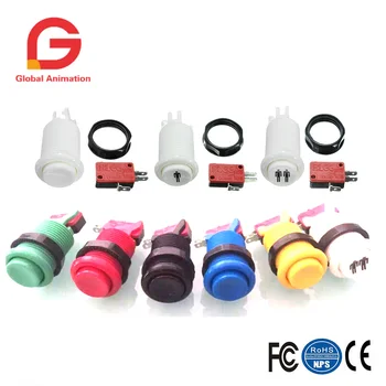 

6PCS Original Arcade Push Button Purple Happ American Style Long With Switch for Multi Arcade MAME Jamma Game
