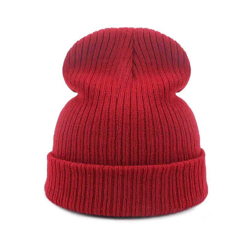 Новая модная зимняя шапка для женщин и мужчин, зеленая шапка Skullies Beanie, теплые шапки унисекс, вязаная шапка для мужчин, бини, простая теплая мягкая шапка - Цвет: Red