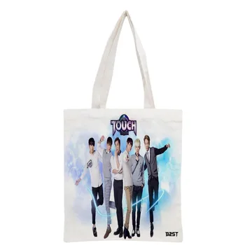 

New arrived custom KPOP Beast printed canvas tote bag women handbag beach travel bag portable shopping bag