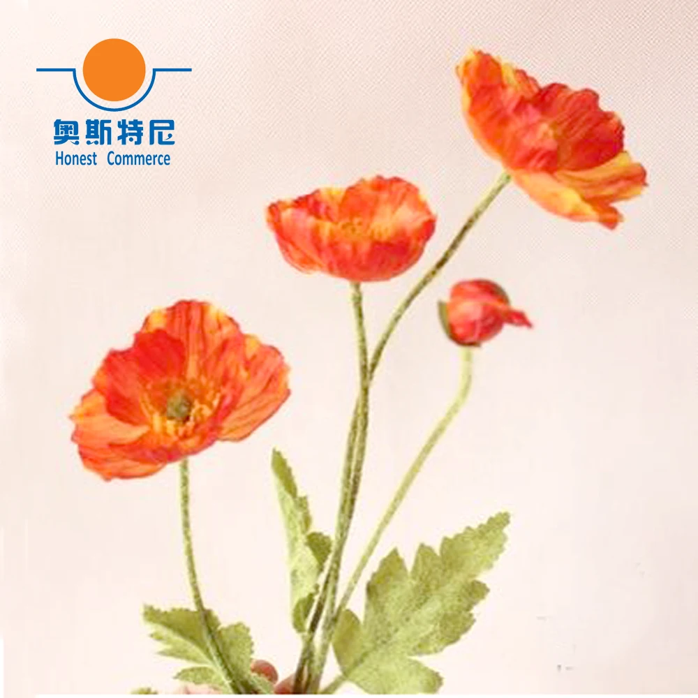 5pcs artificial flower bouquets orange red color artificial corn poppy flowers bouquetspapaver rhoeascoquelicot bunches in artificial dried flowers from