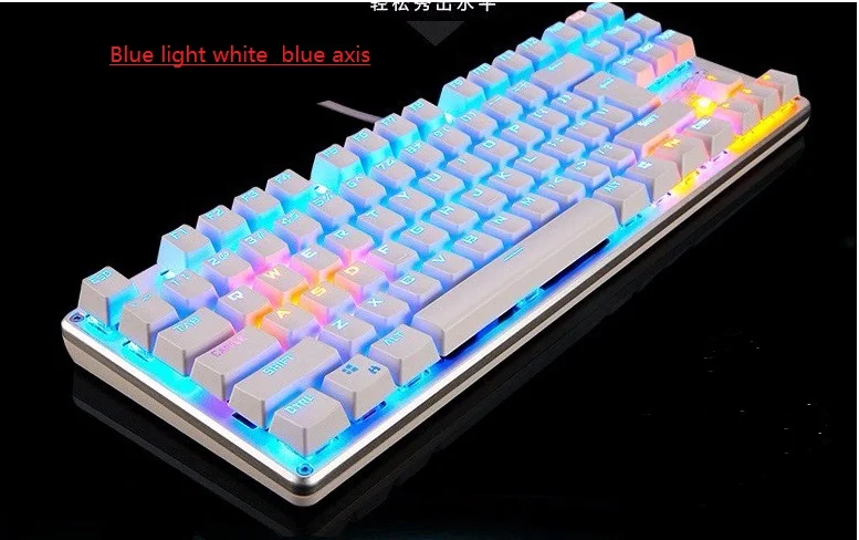 Lingbao игровая механическая клавиатура 87 ключ синий черный переключатель Радуга с